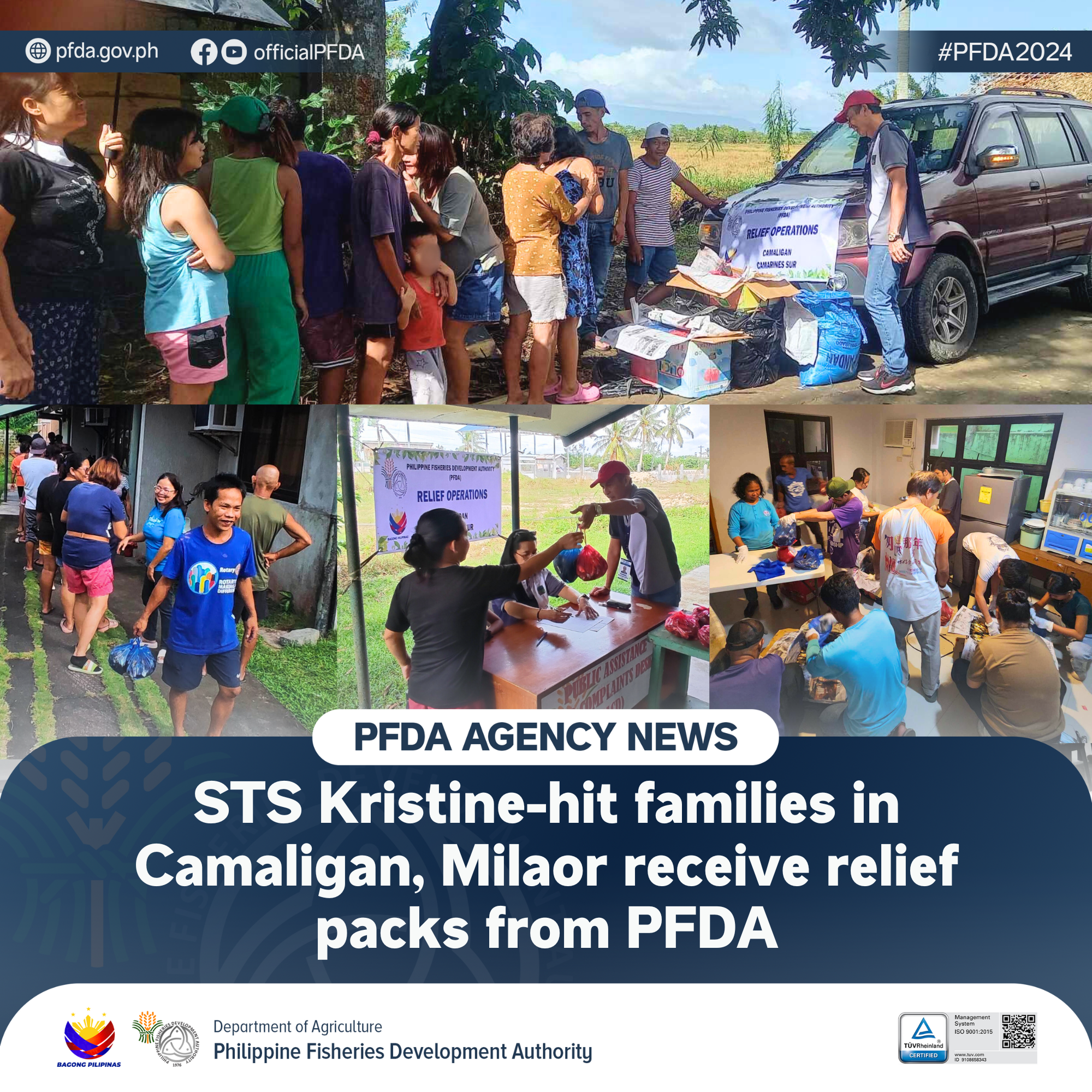 PFDA Agency News 11152024 STS Kristine hit families in Camaligan Milaor receive relief packs from PFDA