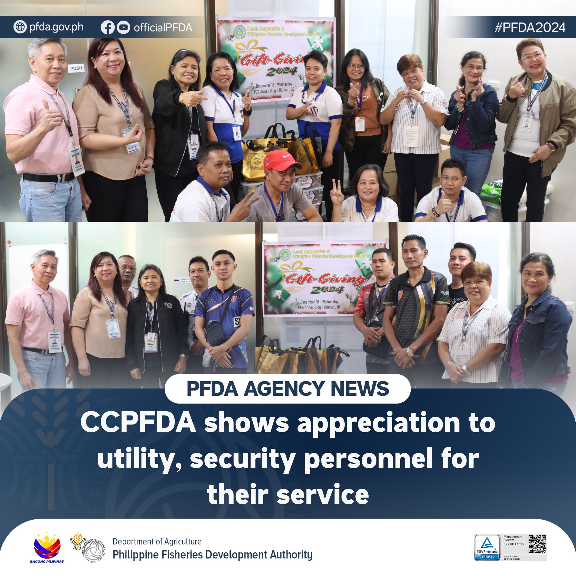 PFDA Agency News 12202024 CCPFDA shows appreciation to utility security personnel for their service